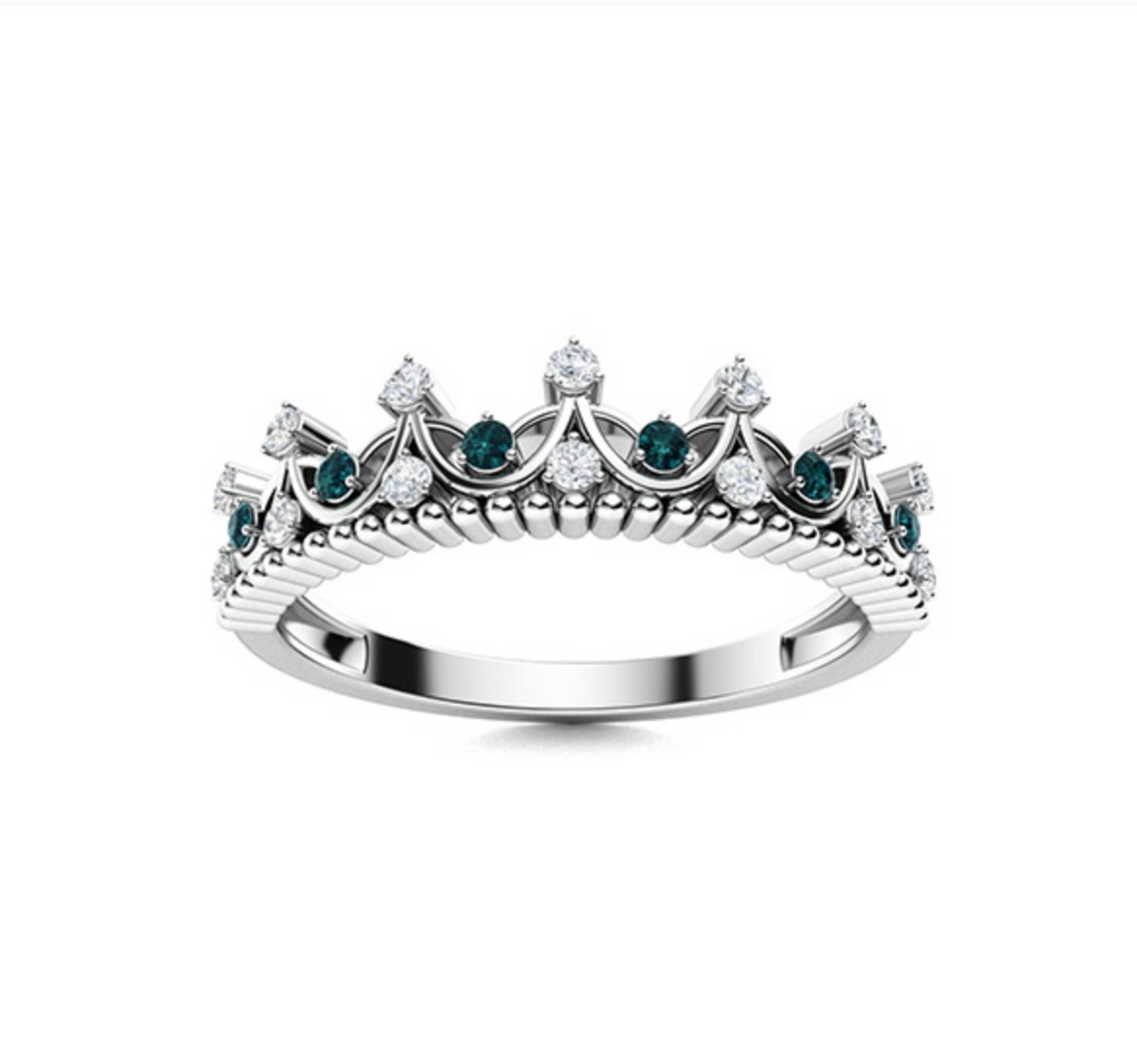 Blue Diamond and Diamond Wedding Ring