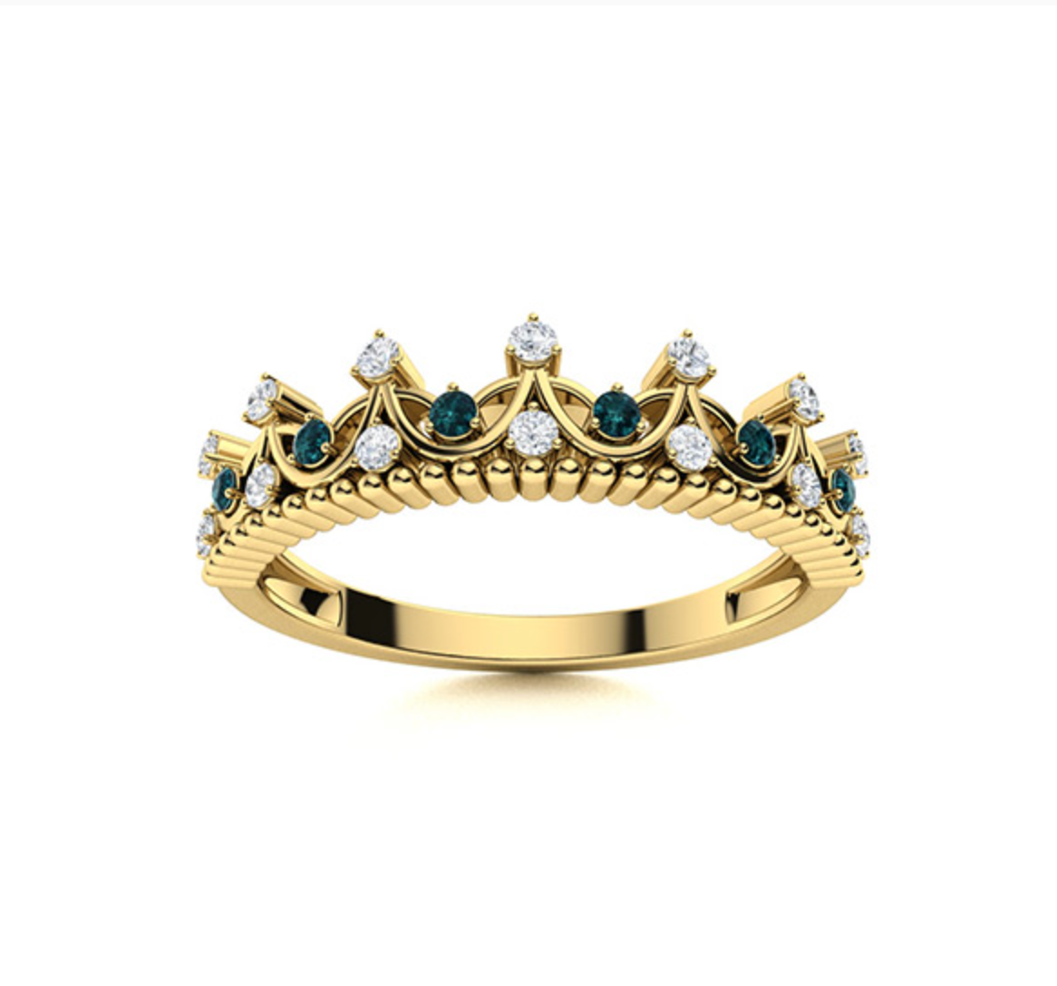 Blue Diamond and Diamond Wedding Ring