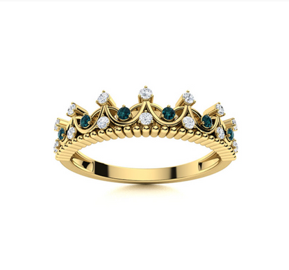 Blue Diamond and Diamond Wedding Ring