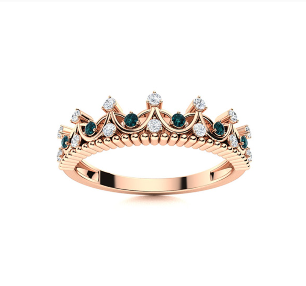 Blue Diamond and Diamond Wedding Ring