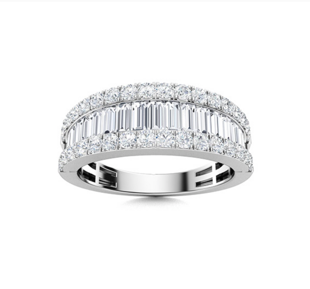 Emerald Diamond and VS Diamond Wedding Ring
