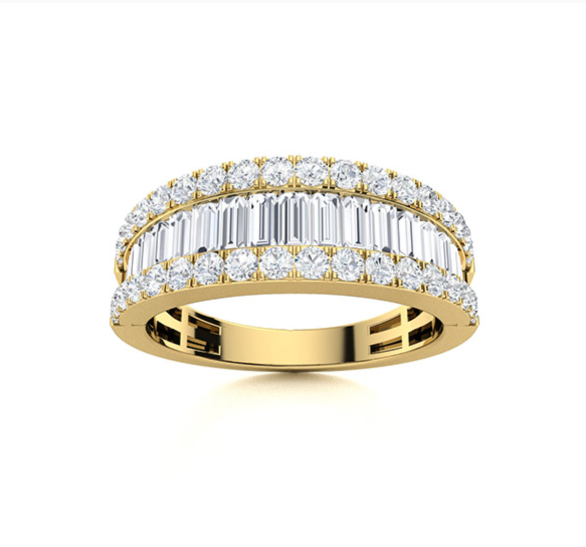Emerald Diamond and VS Diamond Wedding Ring