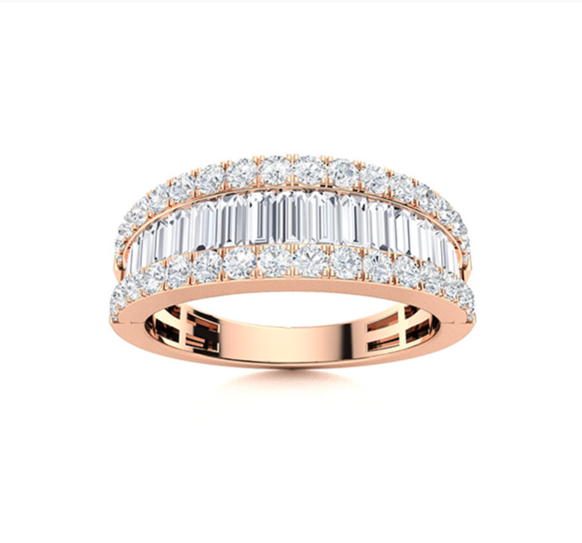 Emerald Diamond and VS Diamond Wedding Ring