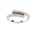 Round Brown Diamond and Diamond Wedding Ring