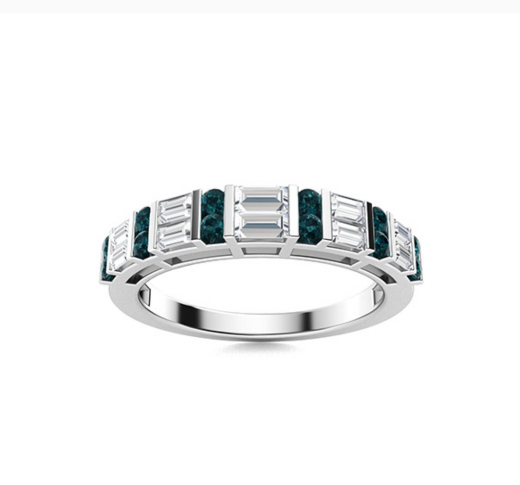 Blue Diamond and VS Diamond Wedding Ring