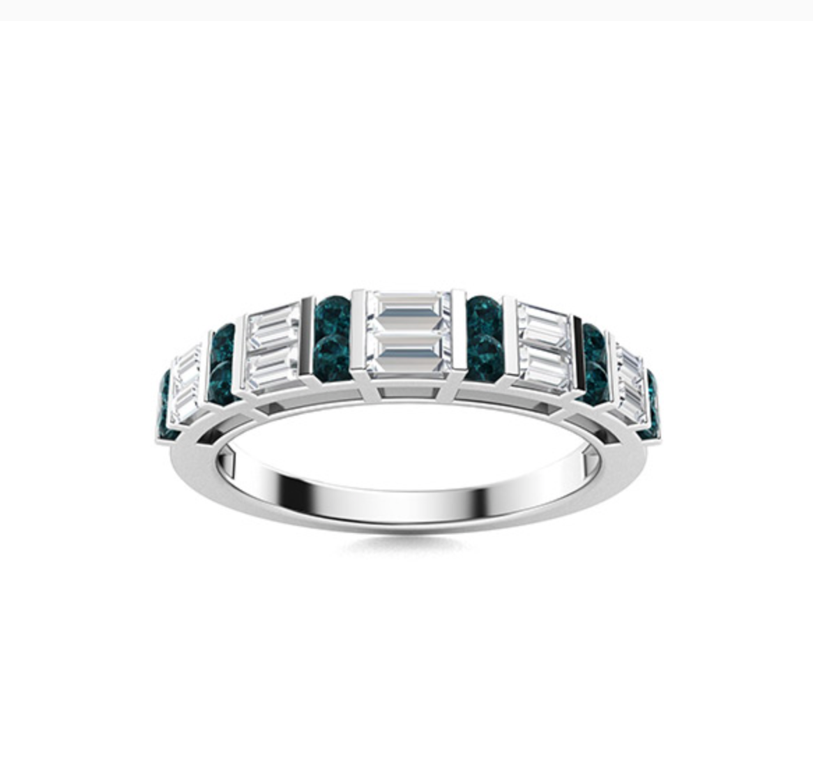 Blue Diamond and VS Diamond Wedding Ring