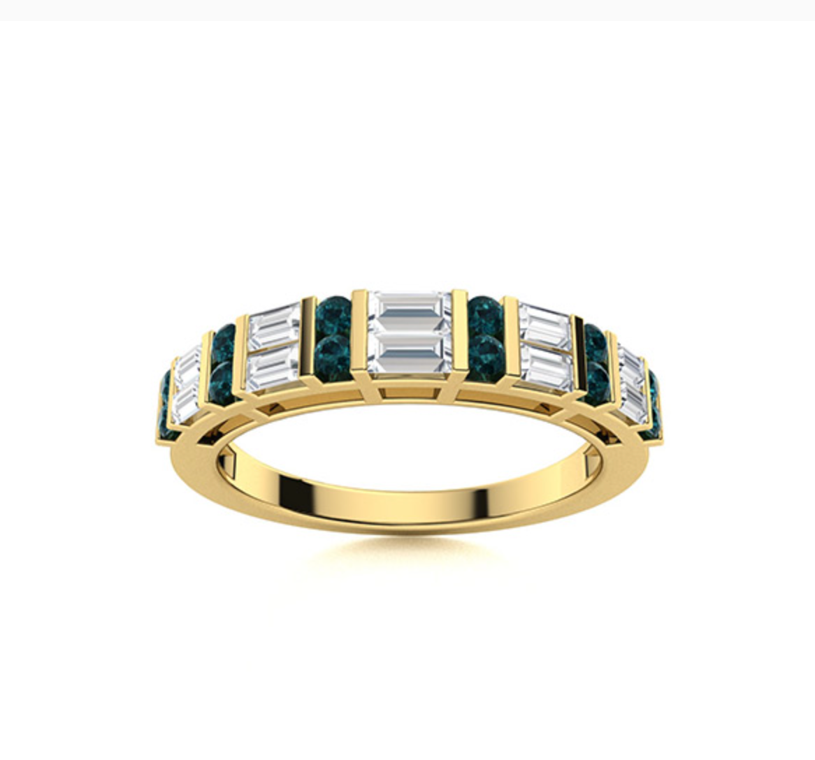Blue Diamond and VS Diamond Wedding Ring