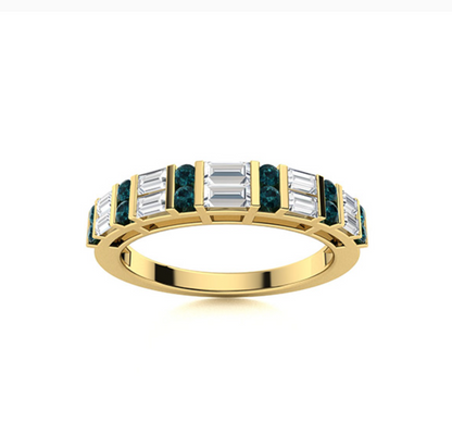 Blue Diamond and VS Diamond Wedding Ring