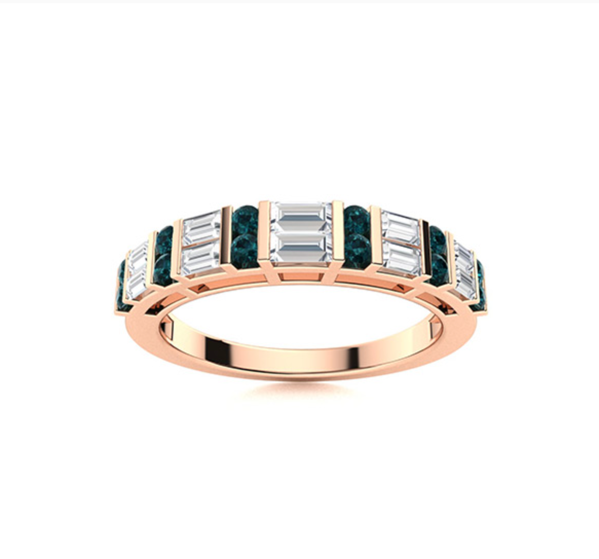 Blue Diamond and VS Diamond Wedding Ring