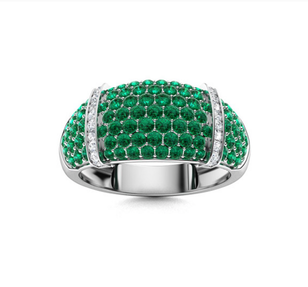 Emerald and Diamond Wedding Ring