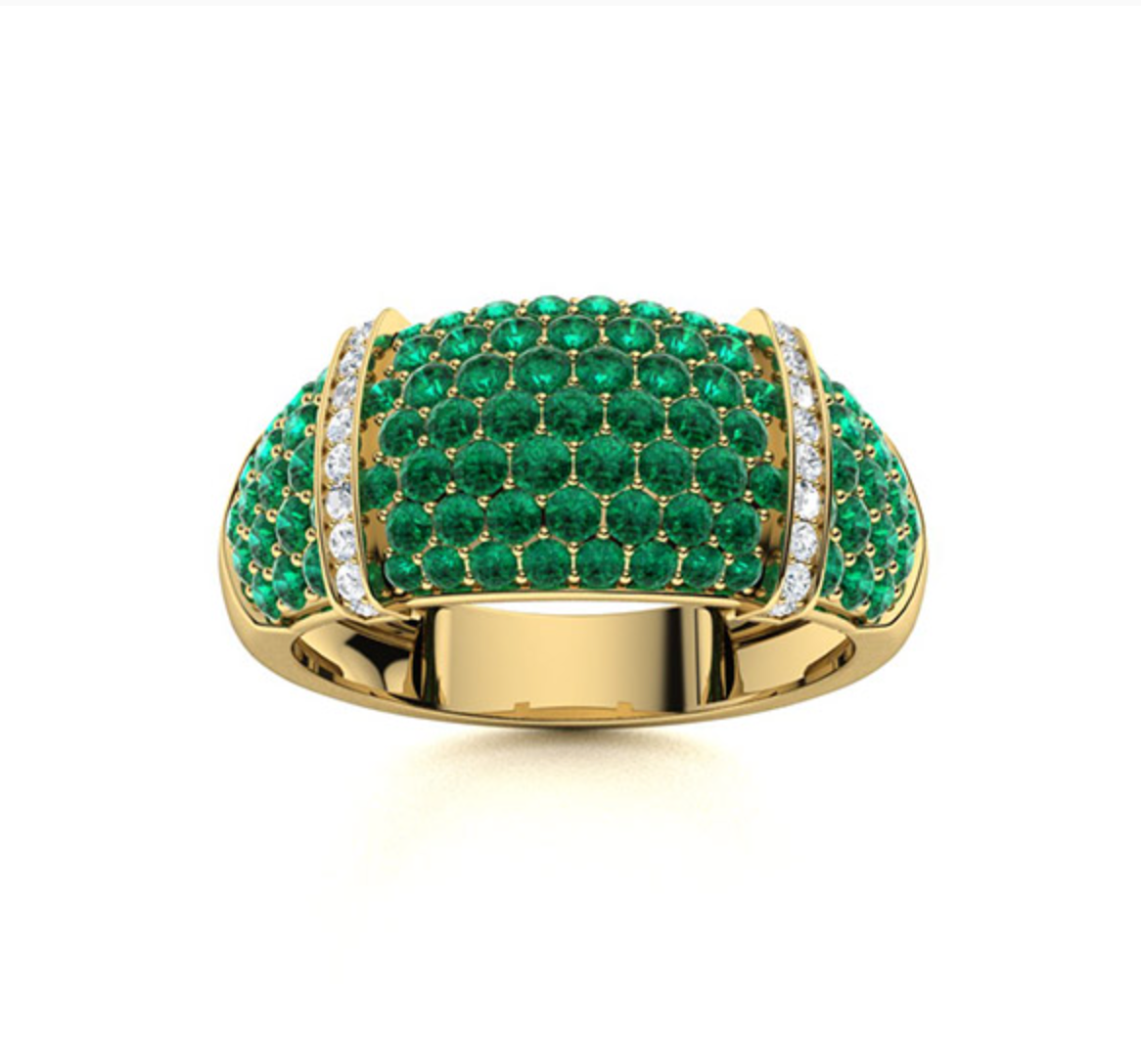 Emerald and Diamond Wedding Ring
