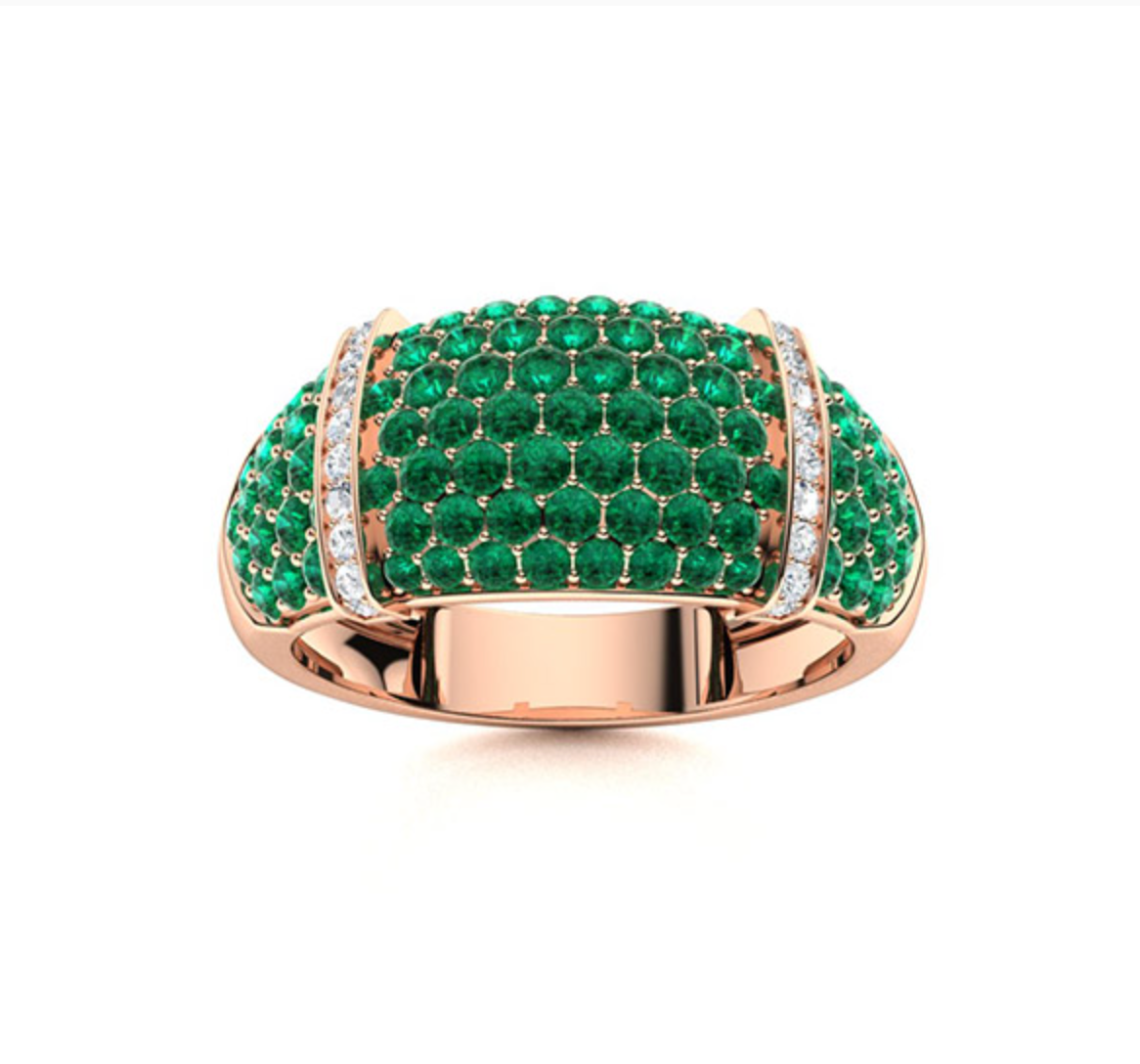 Emerald and Diamond Wedding Ring