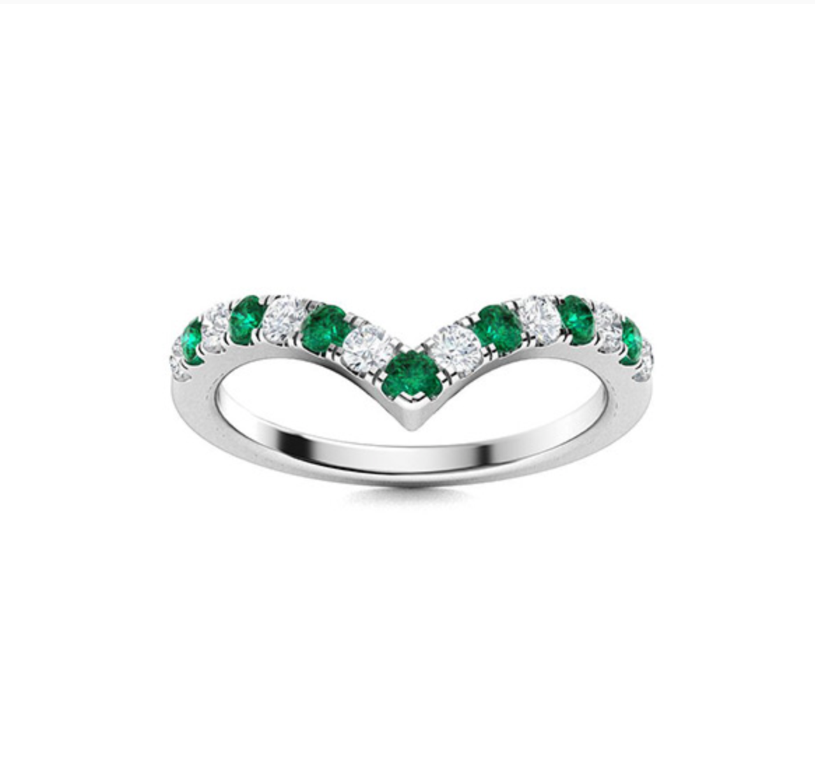 Emerald and Diamond Wedding Ring