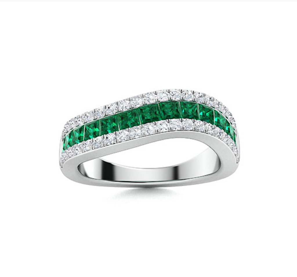Emerald and Diamond Wedding Ring