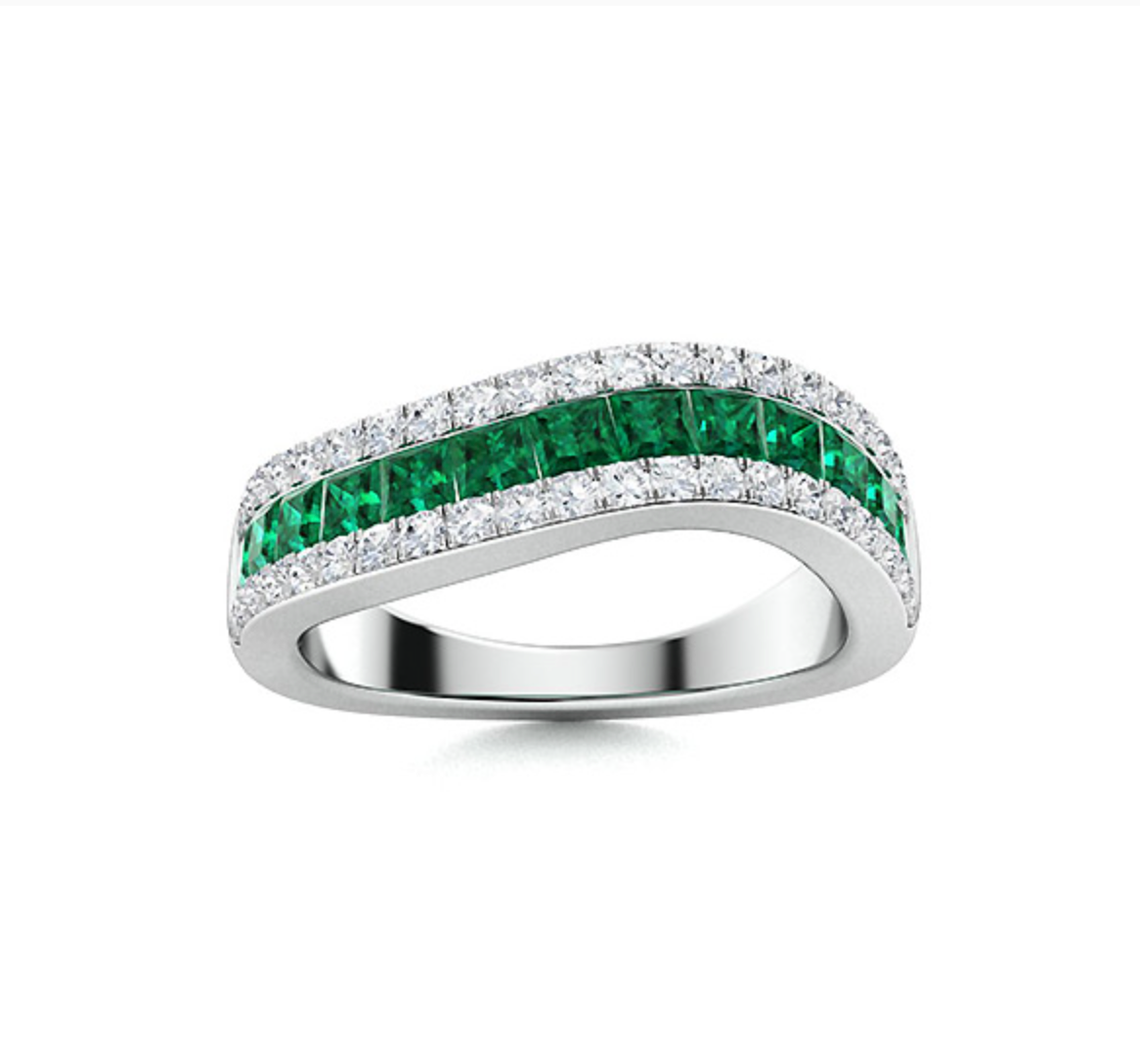Emerald and Diamond Wedding Ring
