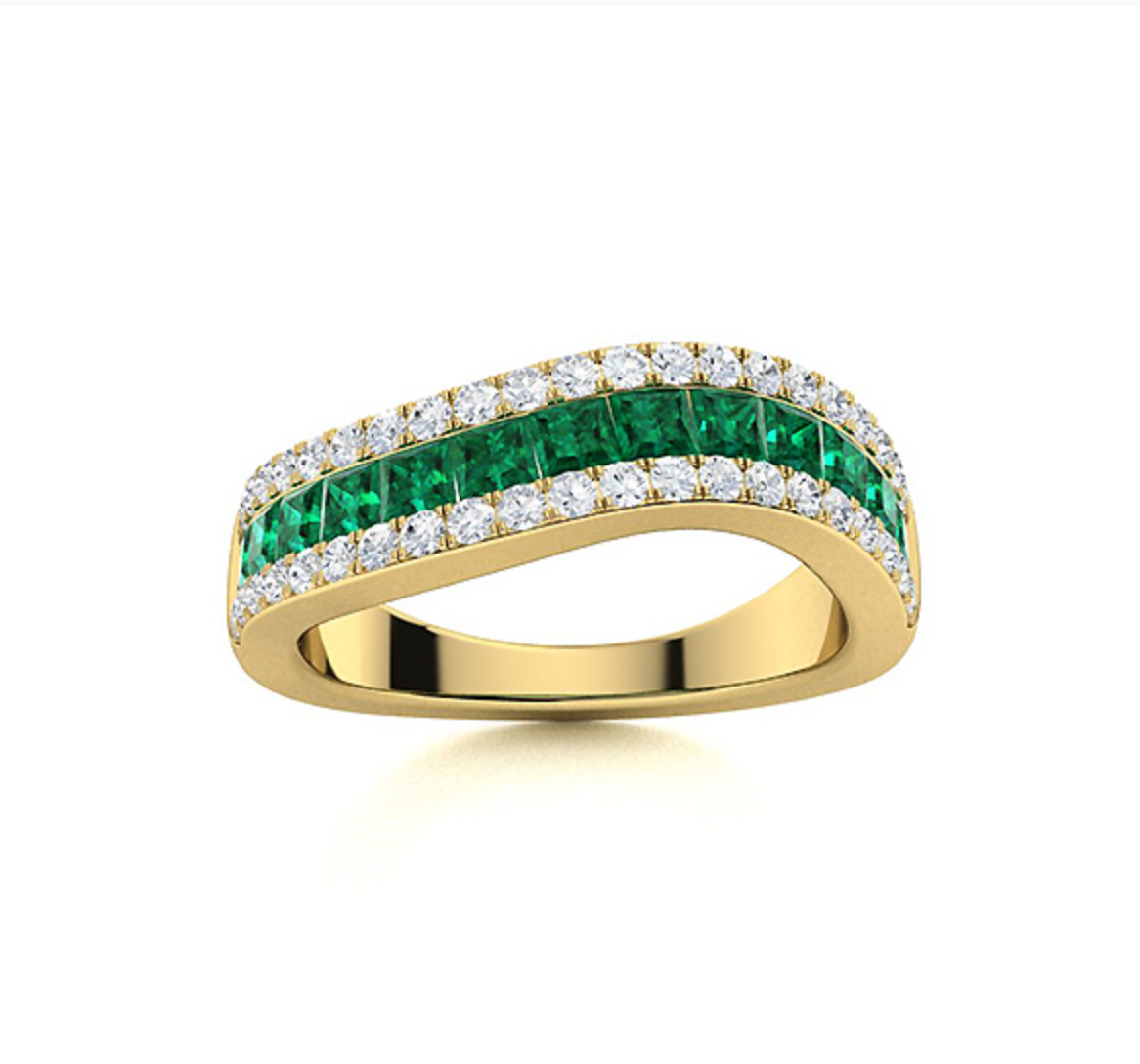 Emerald and Diamond Wedding Ring
