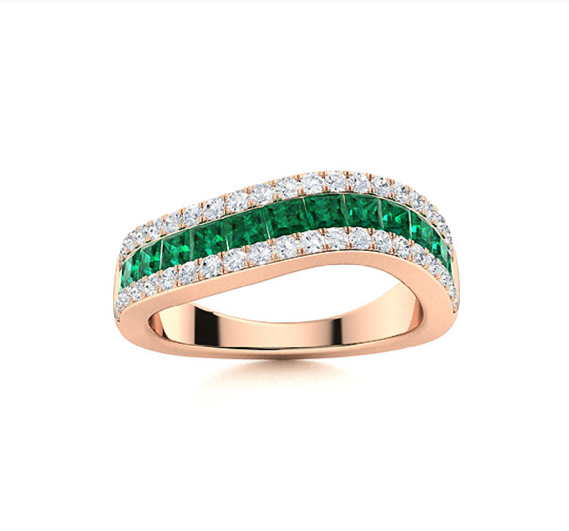 Emerald and Diamond Wedding Ring