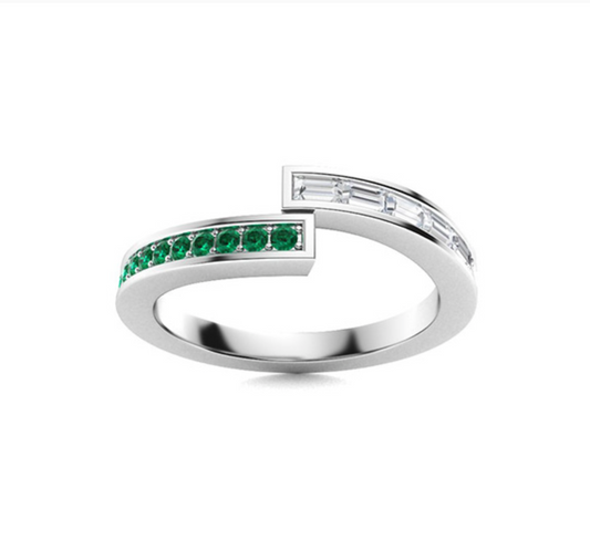 Emerald and VS Diamond Wedding Ring