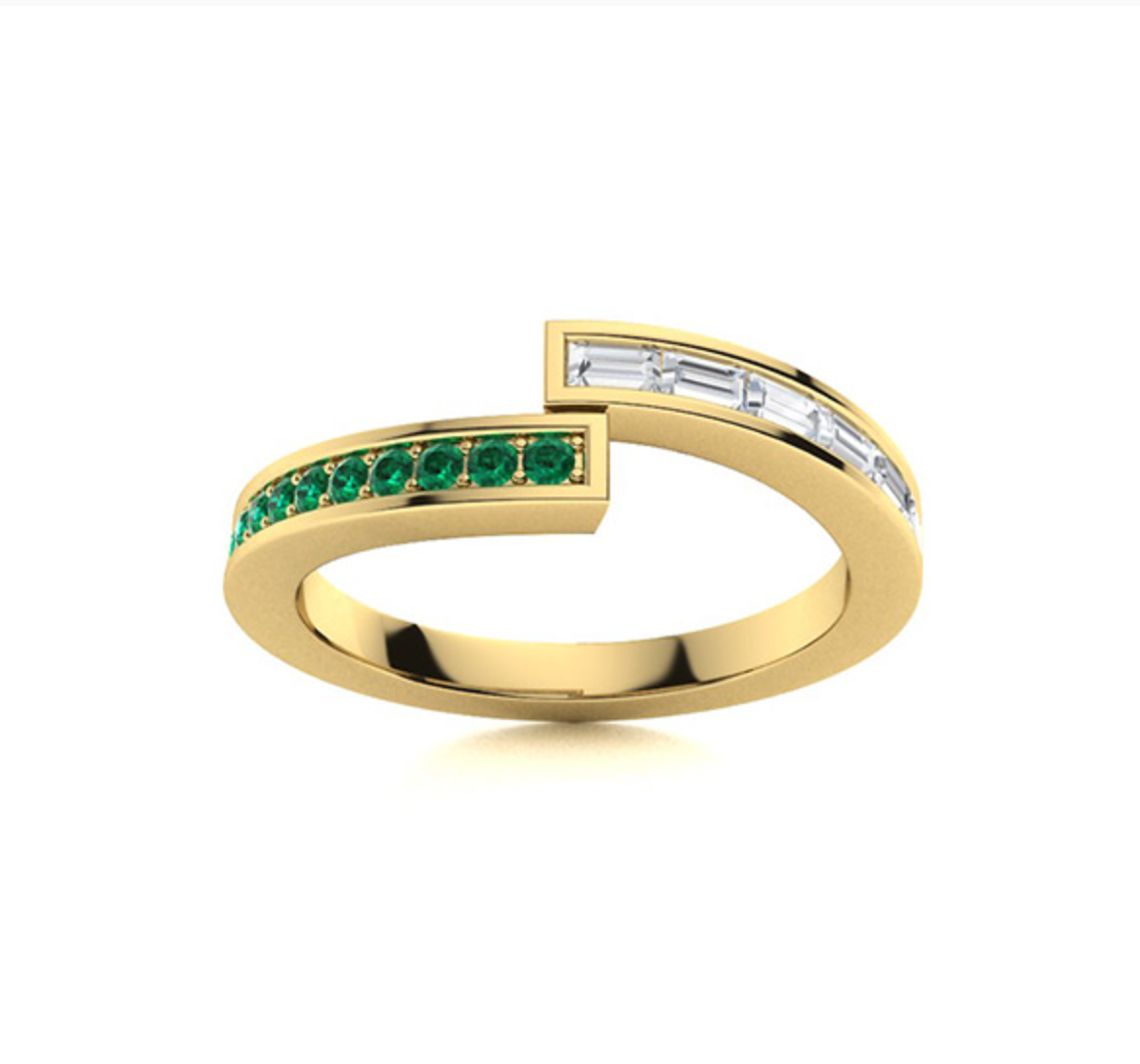 Emerald and VS Diamond Wedding Ring