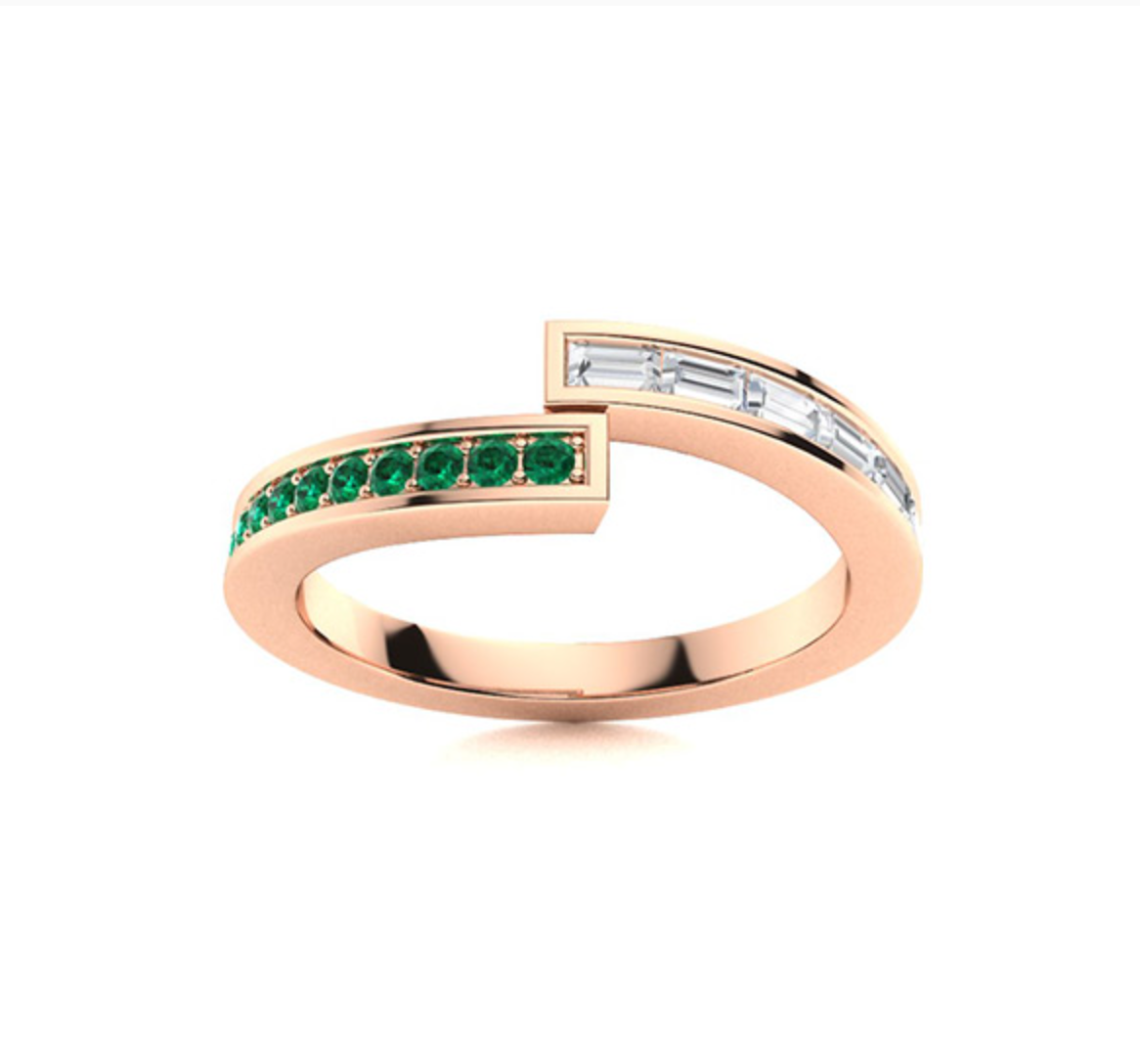 Emerald and VS Diamond Wedding Ring