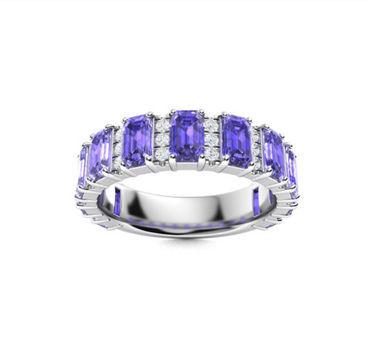 Tanzanite and Diamond Wedding Ring