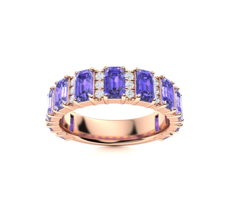 Tanzanite and Diamond Wedding Ring