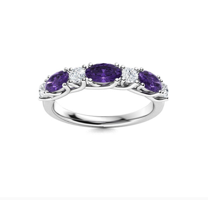 Amethyst and Diamond Wedding Ring