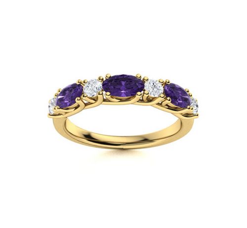 Amethyst and Diamond Wedding Ring