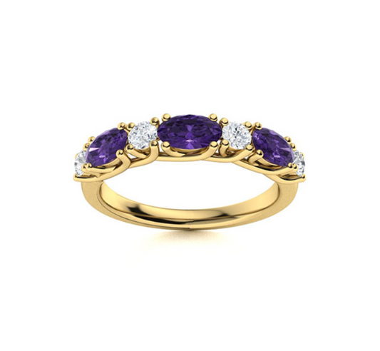 Amethyst and Diamond Wedding Ring