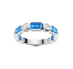 Blue Topaz and Diamond Wedding Ring