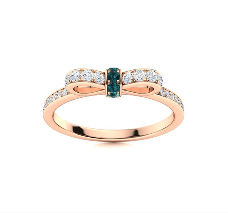 Blue Diamond and Diamond Wedding Ring