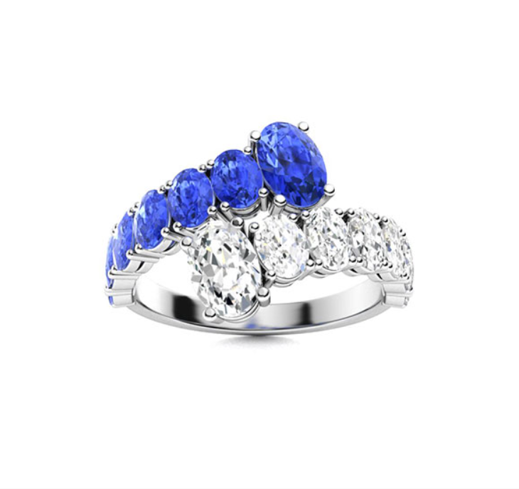 Ceylon Sapphire and VS Diamond Wedding Ring