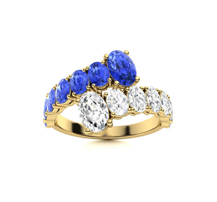 Ceylon Sapphire and VS Diamond Wedding Ring