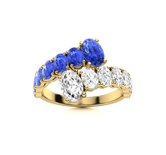 Ceylon Sapphire and VS Diamond Wedding Ring