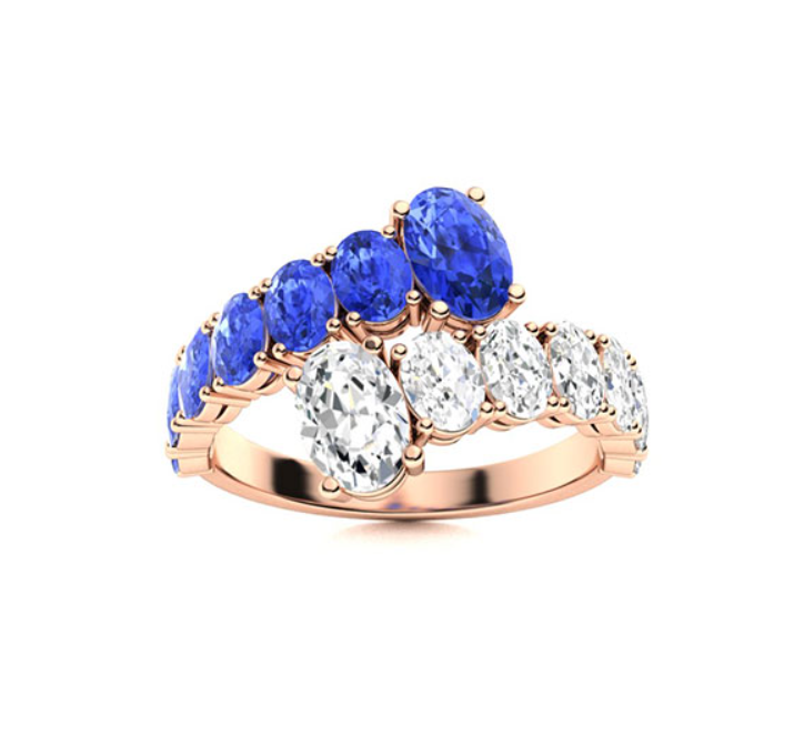 Ceylon Sapphire and VS Diamond Wedding Ring
