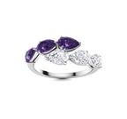 Amethyst and VS Diamond Wedding Ring