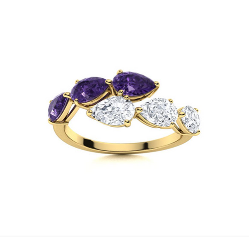 Amethyst and VS Diamond Wedding Ring