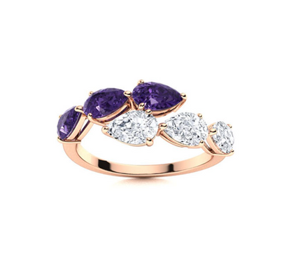 Amethyst and VS Diamond Wedding Ring