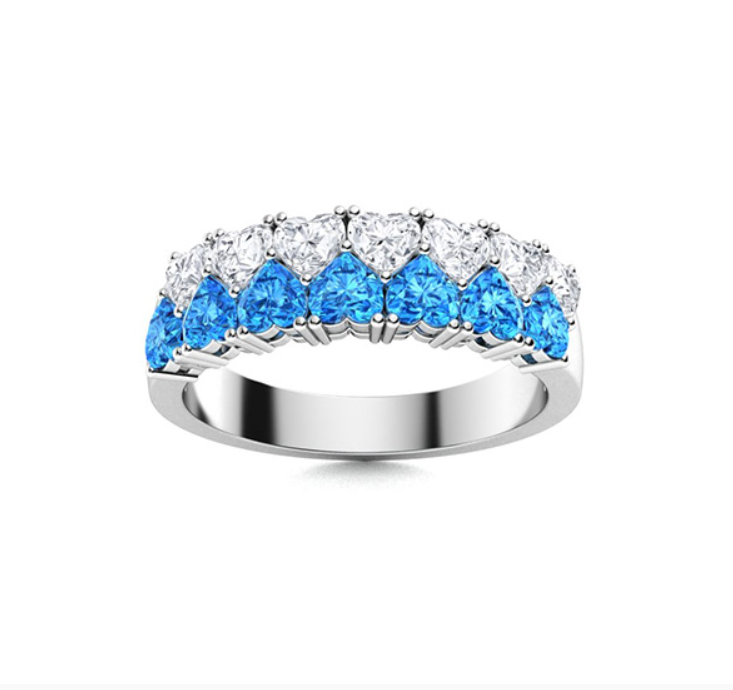 Blue Topaz and VS Diamond Wedding Ring