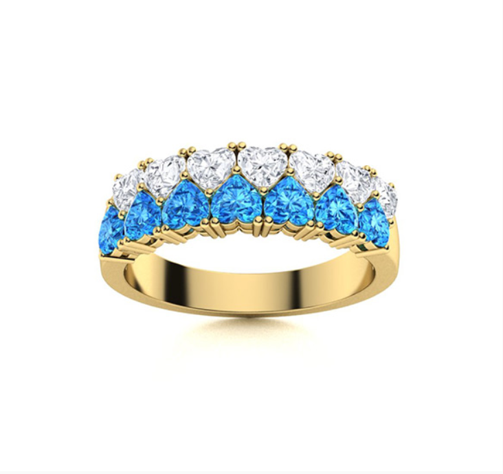 Blue Topaz and VS Diamond Wedding Ring