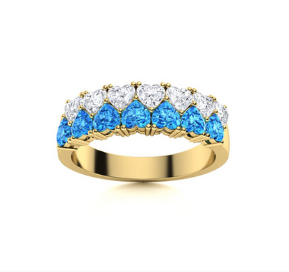Blue Topaz and VS Diamond Wedding Ring