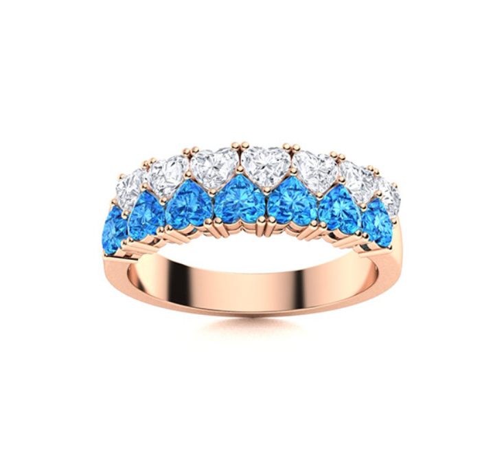 Blue Topaz and VS Diamond Wedding Ring