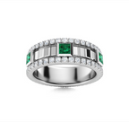 Tsavorite and Diamond Wedding Ring