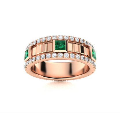Tsavorite and Diamond Wedding Ring
