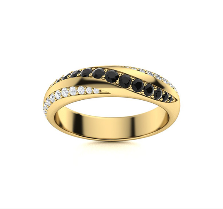 Black Diamond and Diamond Wedding Ring