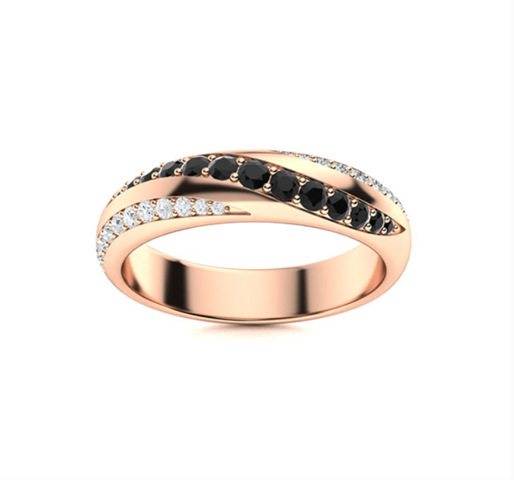 Black Diamond and Diamond Wedding Ring