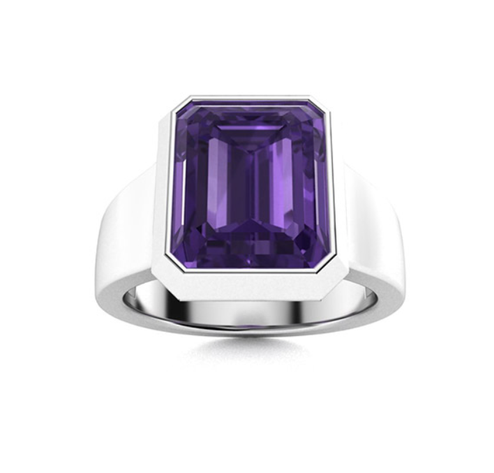 Amethyst and VS Diamond Men's Ring