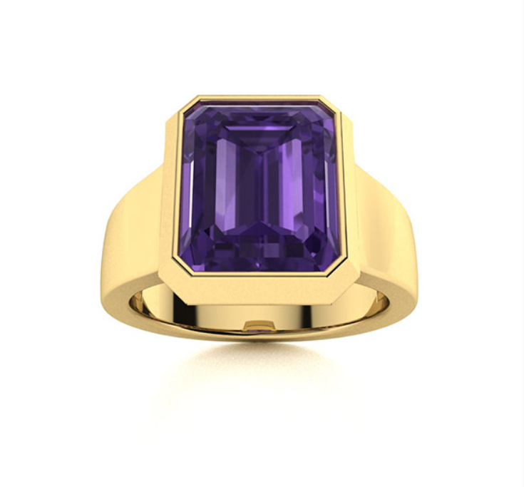 Amethyst and VS Diamond Men's Ring
