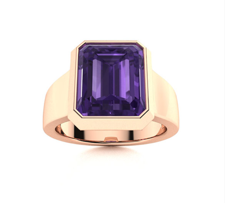 Amethyst and VS Diamond Men's Ring