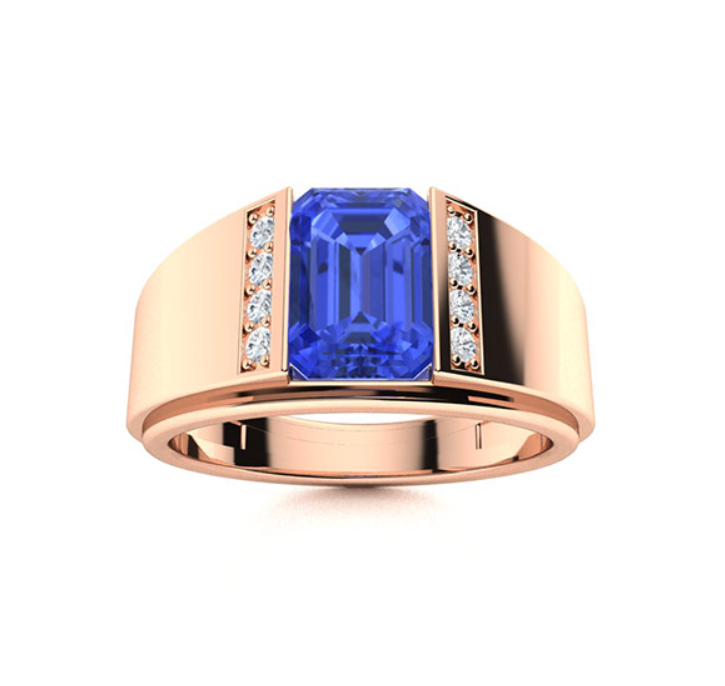 Amethyst and VS Diamond Men's Ring